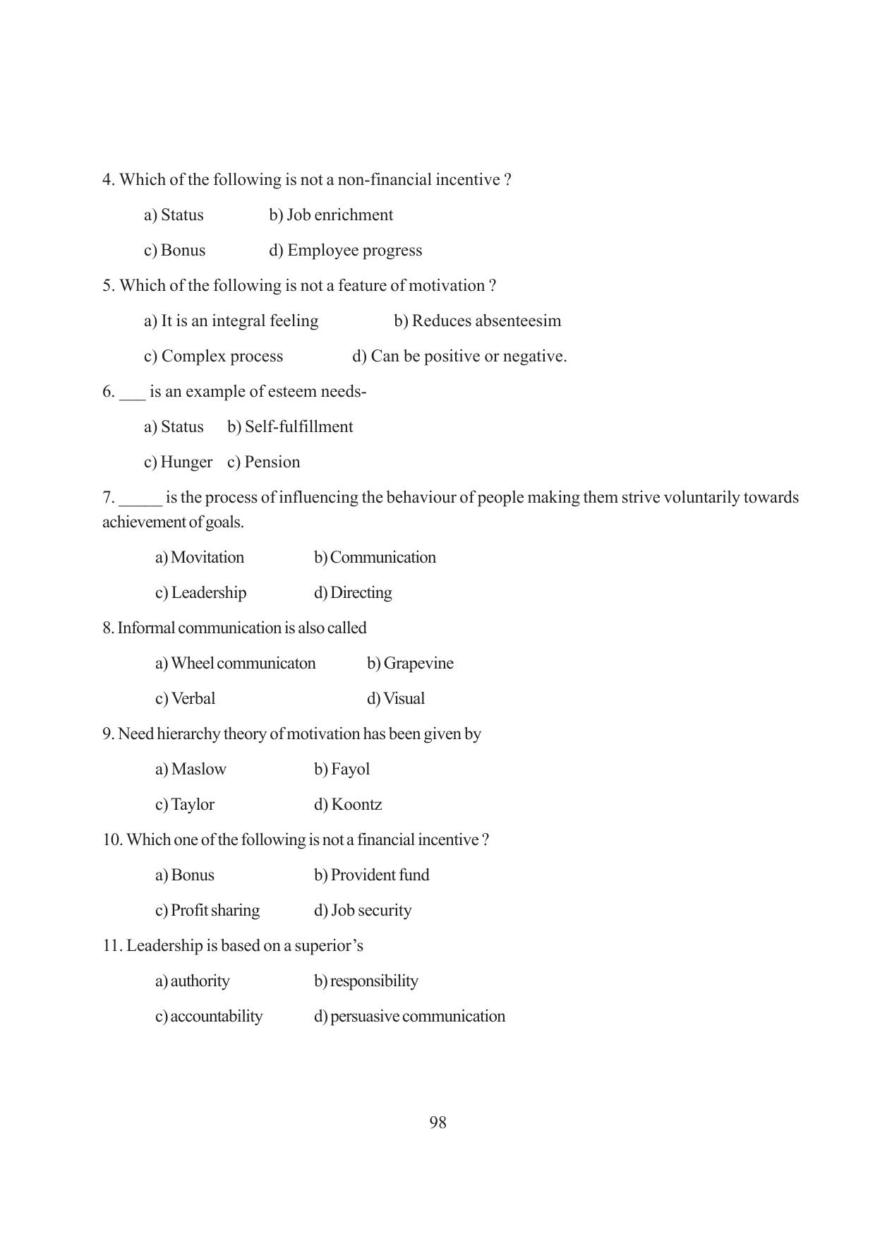 Tripura Board Class 12 Business Studies English Version Workbooks - Page 98