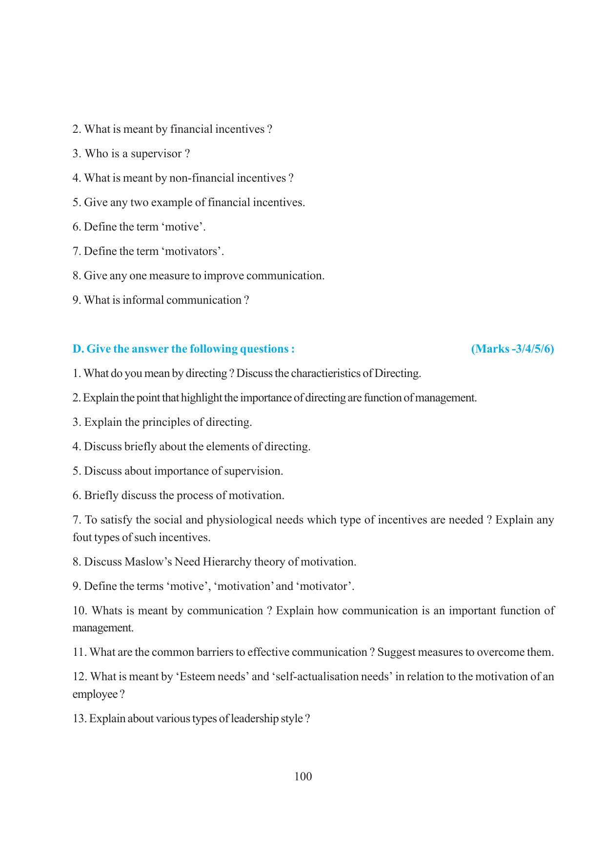 Tripura Board Class 12 Business Studies English Version Workbooks - Page 100