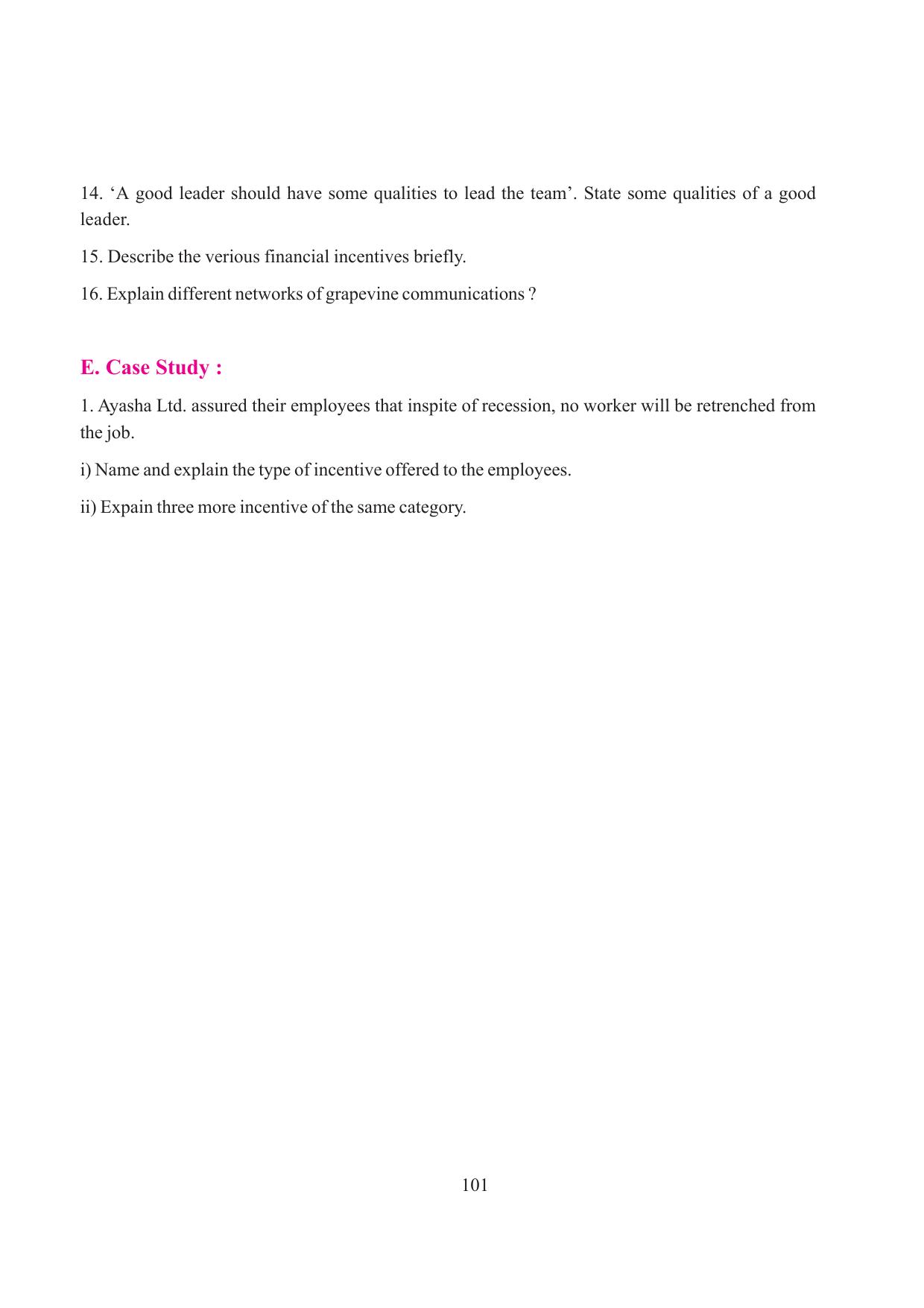 Tripura Board Class 12 Business Studies English Version Workbooks - Page 101