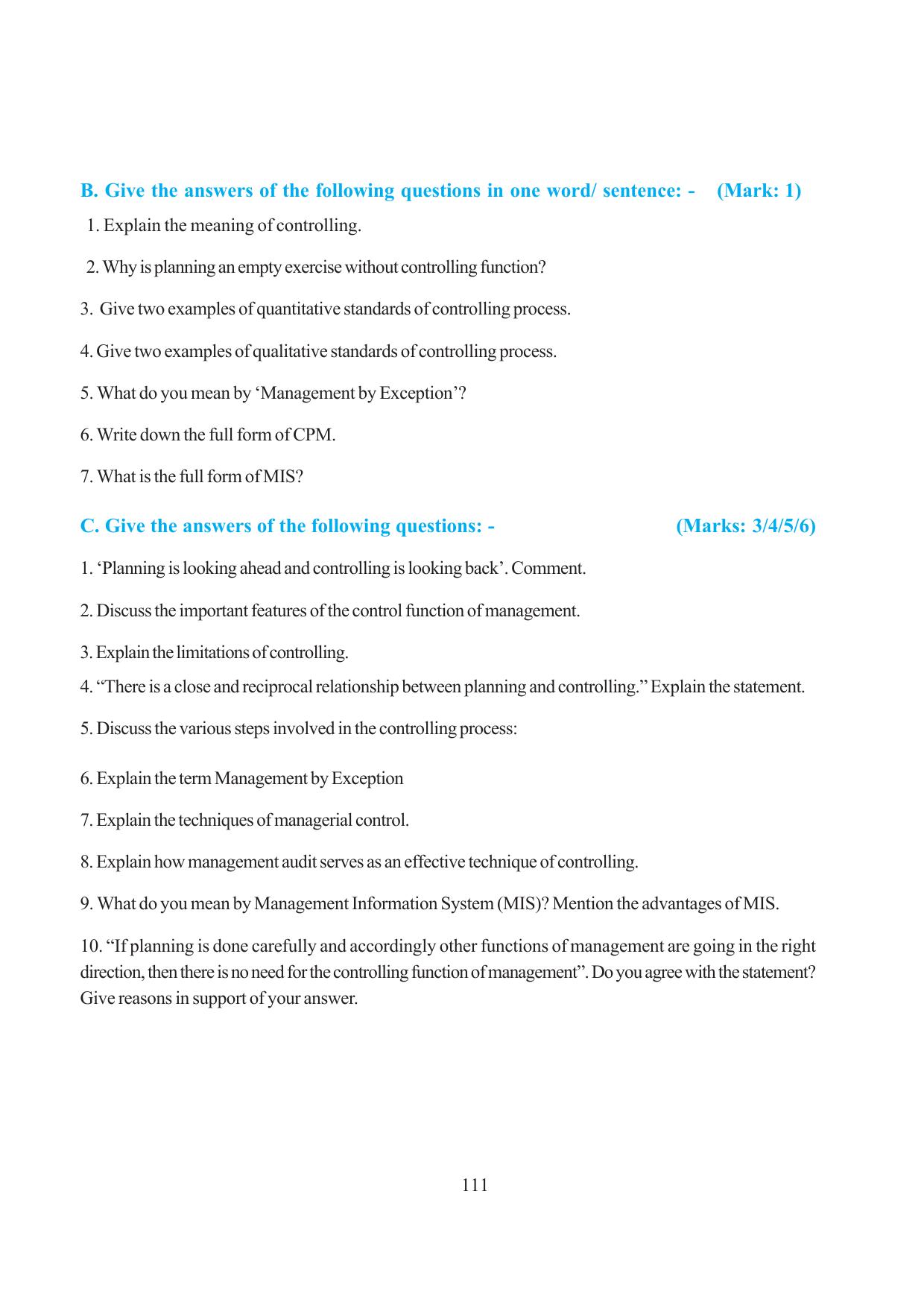 Tripura Board Class 12 Business Studies English Version Workbooks - Page 111