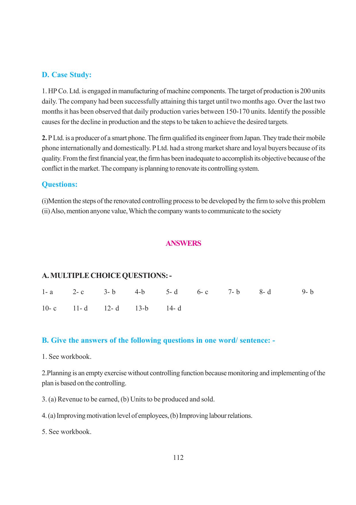 Tripura Board Class 12 Business Studies English Version Workbooks - Page 112