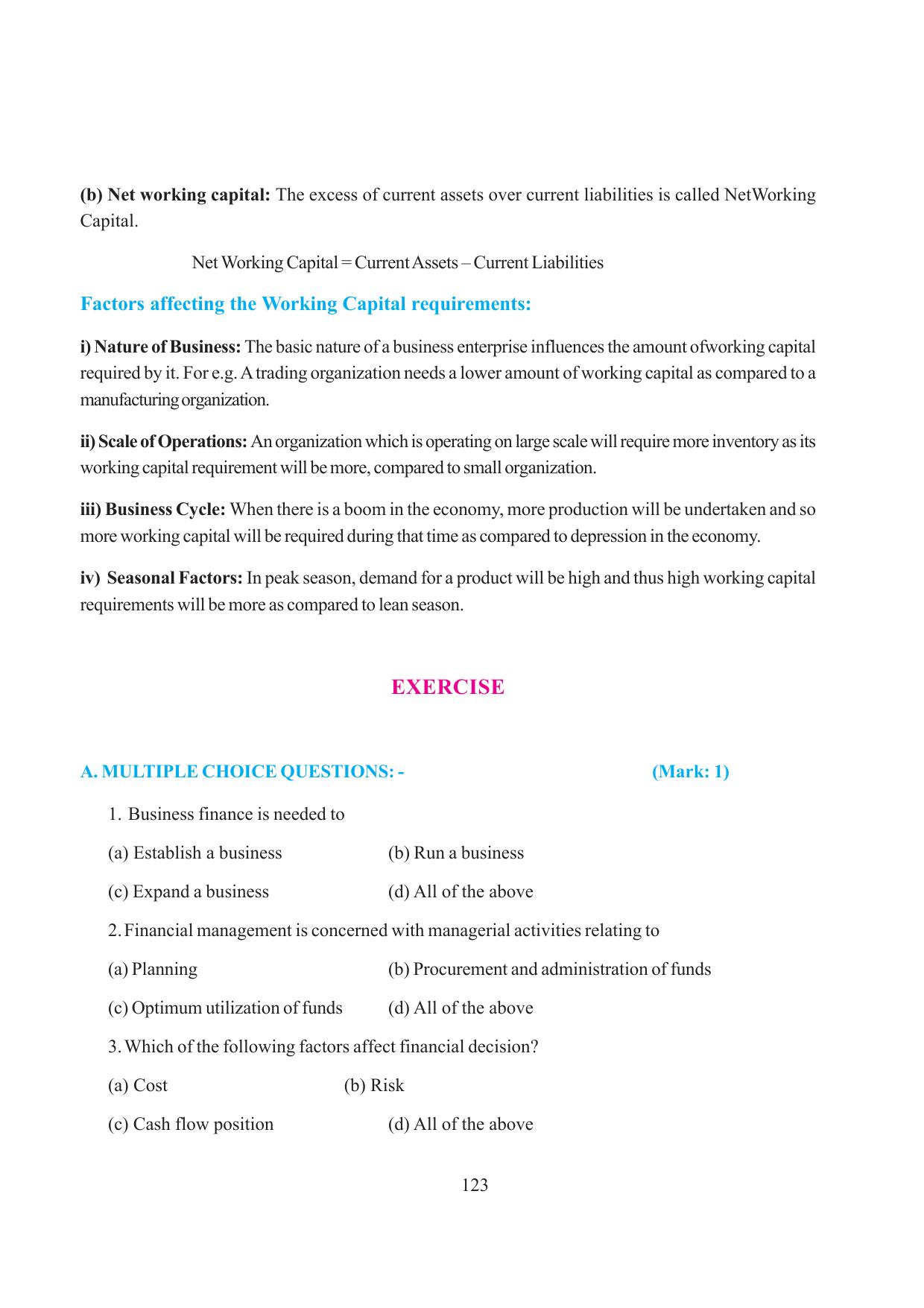 Tripura Board Class 12 Business Studies English Version Workbooks - Page 123