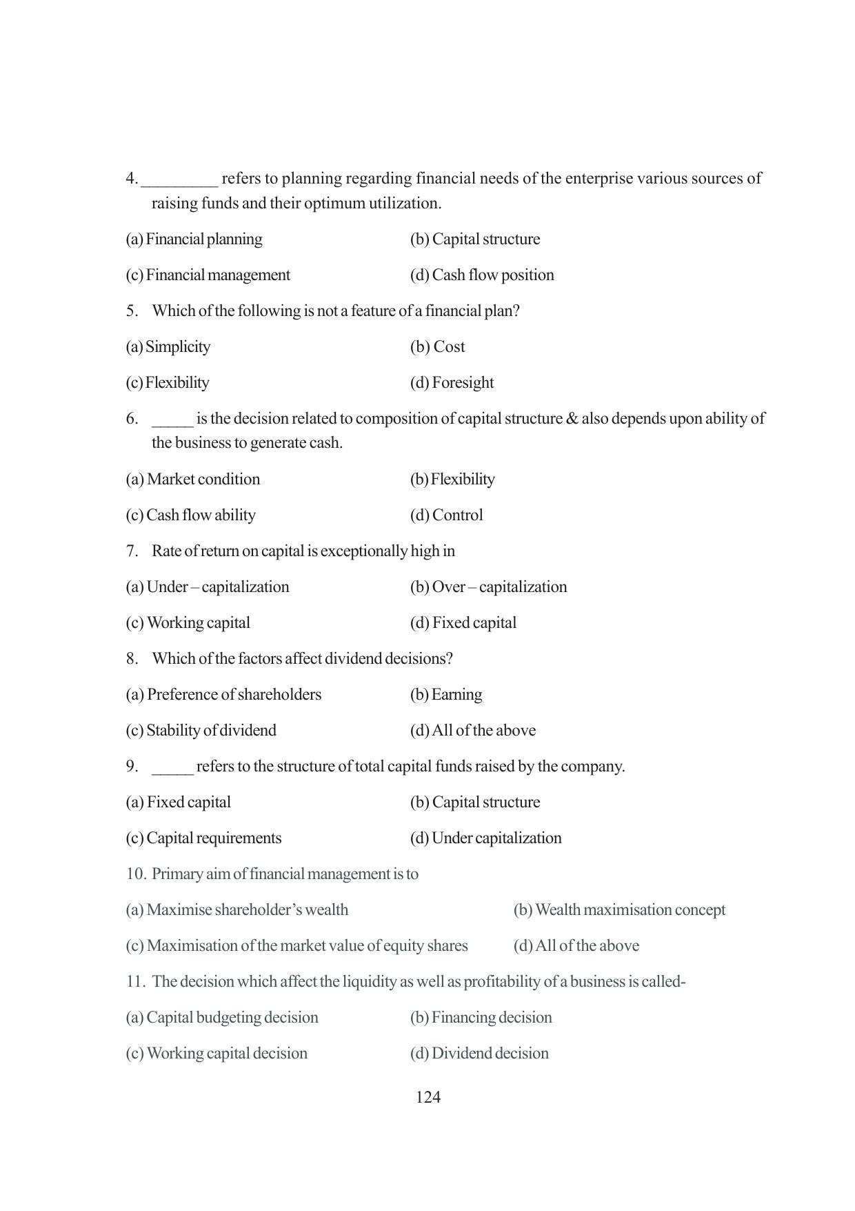 Tripura Board Class 12 Business Studies English Version Workbooks - Page 124