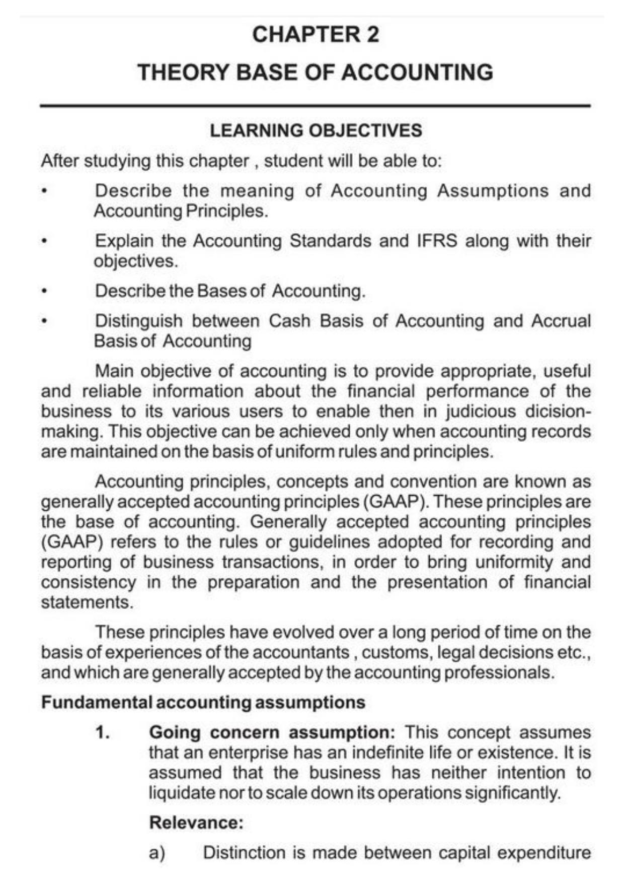 Class 11 Notes, Question & Practice Paper - Accountancy (Topic 2 : Theory Base Of Accounting) - Page 2