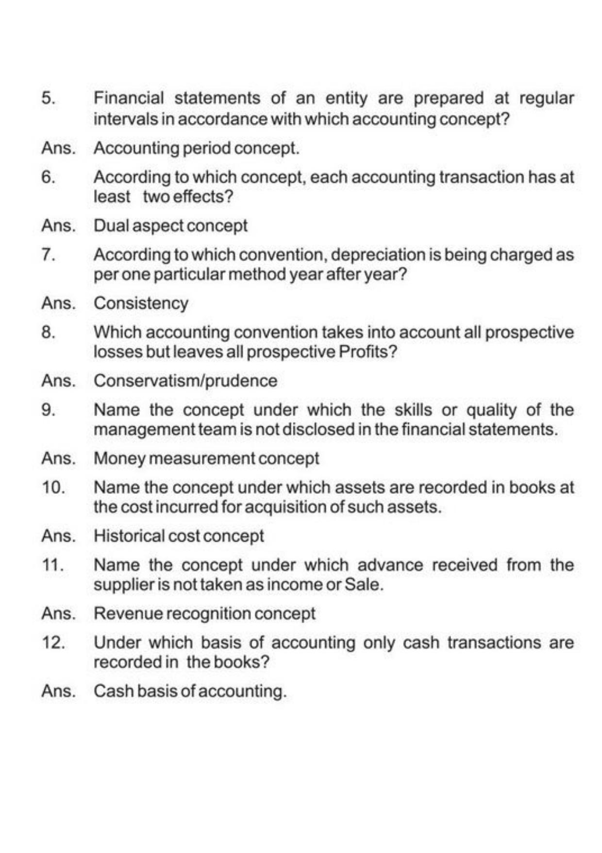 Class 11 Notes, Question & Practice Paper - Accountancy (Topic 2 : Theory Base Of Accounting) - Page 11