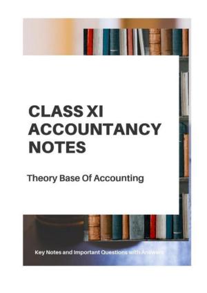 Class 11 Notes, Question & Practice Paper - Accountancy (Topic 2 : Theory Base Of Accounting)