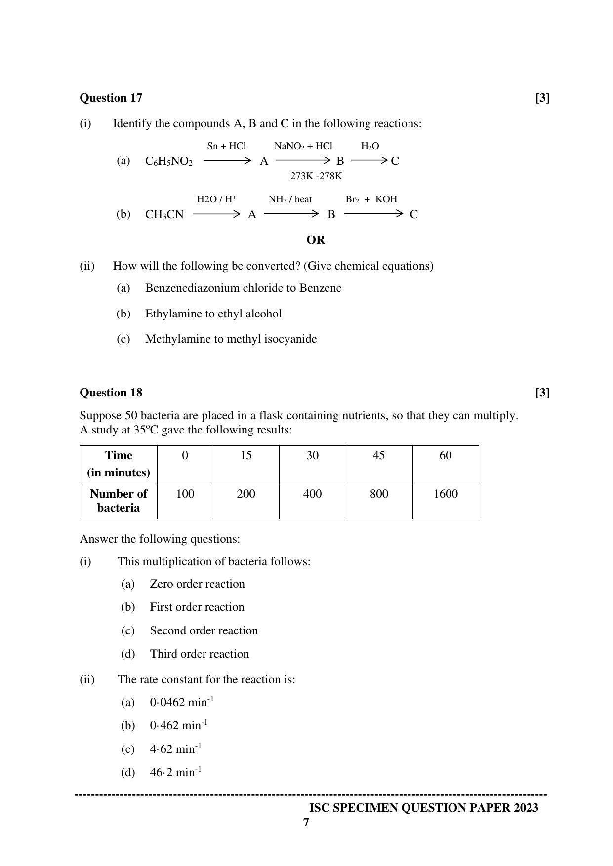 ISC Class 12 Chemistry Paper 1 Sample Paper 2023 - Page 7