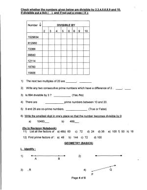 Worksheet for Class 5 Maths Assignment 6