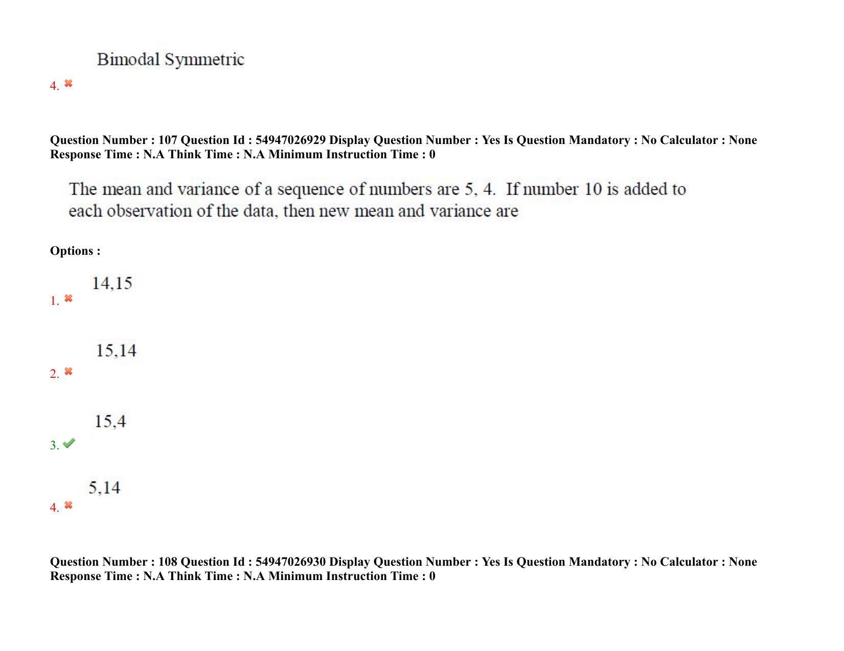 AP RCET 2022: Statistics - 18-10-2022 (Tuesday) Session-II: Question Paper With keys - Page 88