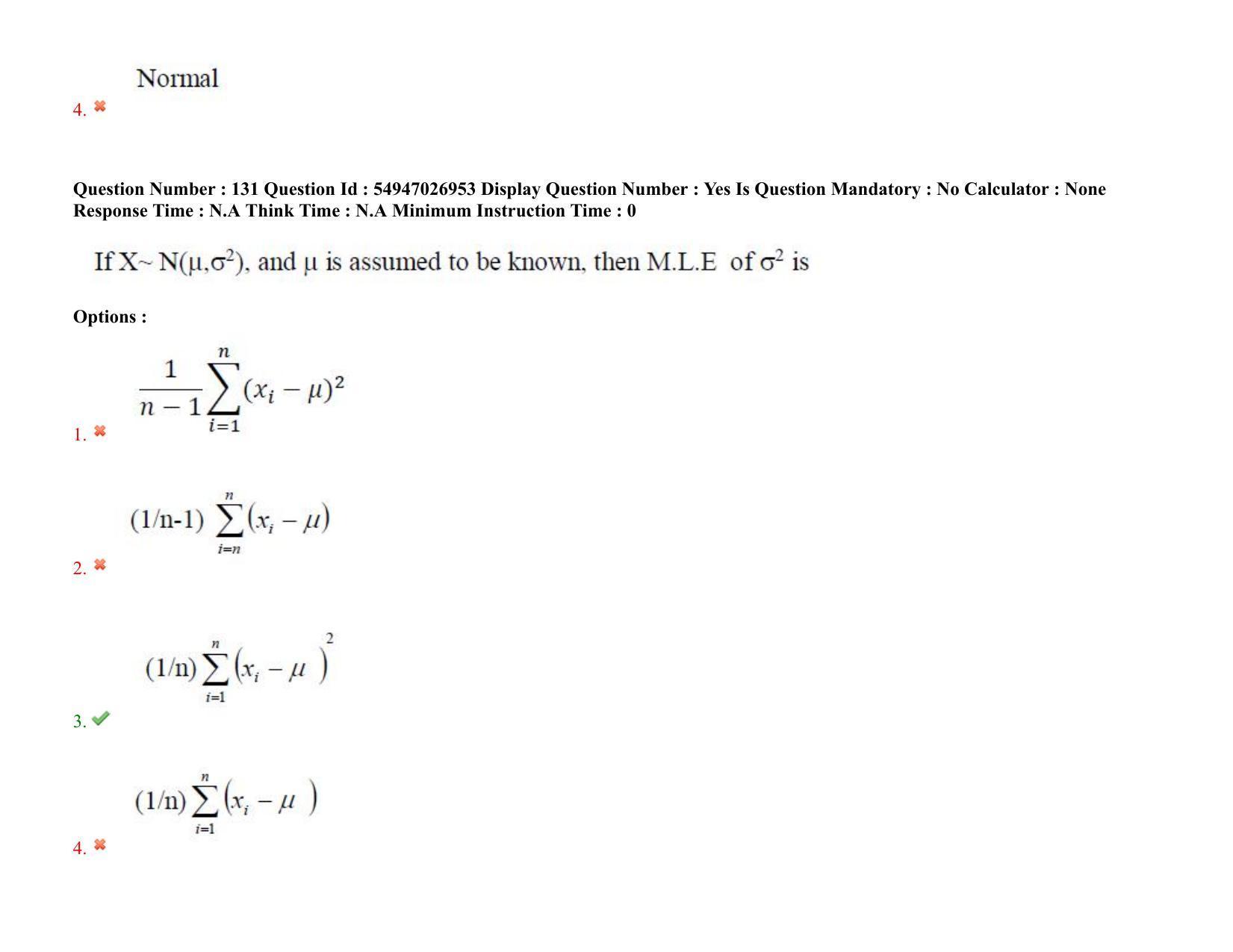 AP RCET 2022: Statistics - 18-10-2022 (Tuesday) Session-II: Question Paper With keys - Page 108