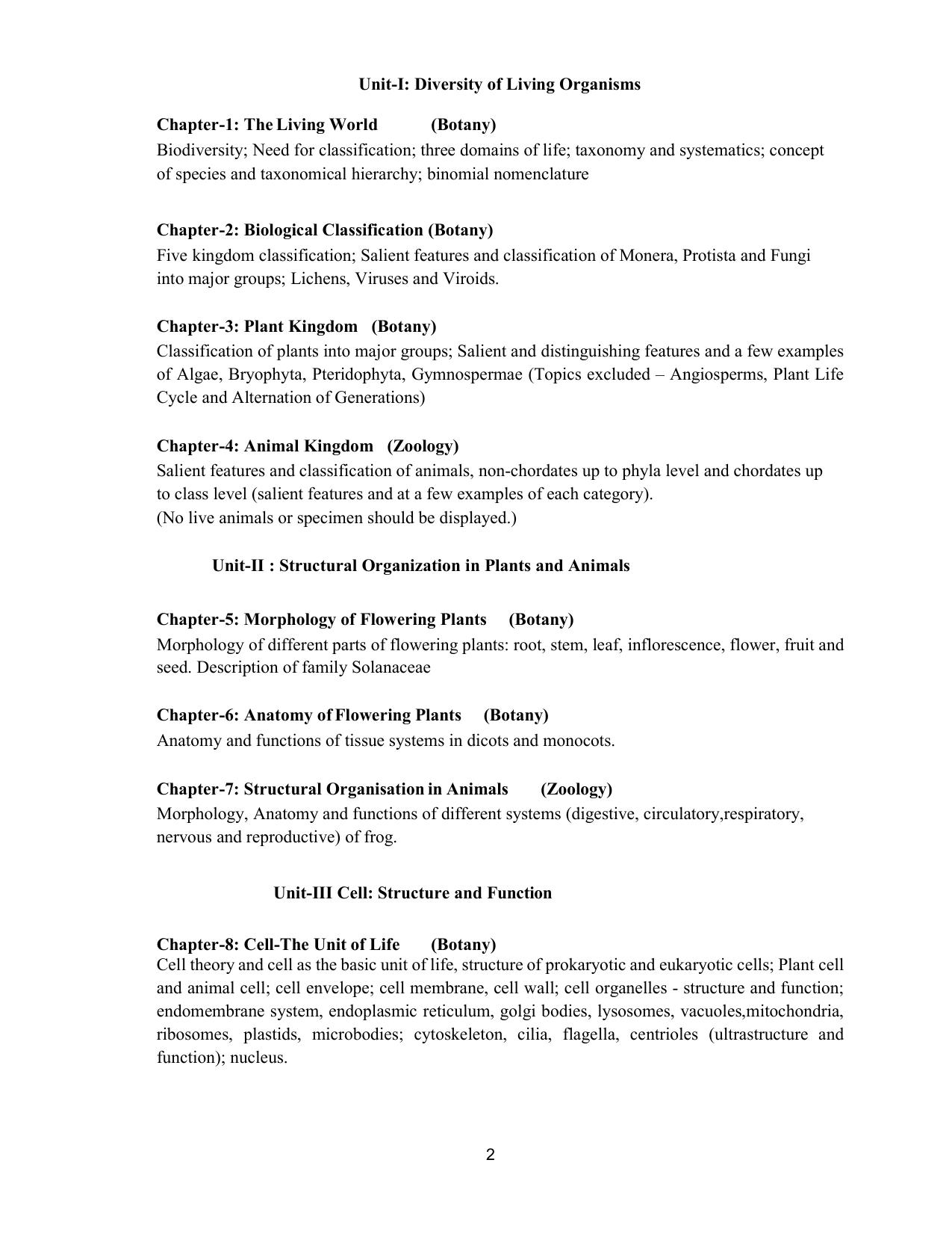 CHSE Odisha Class 12 Syllabus for BIOLOGY - Page 2