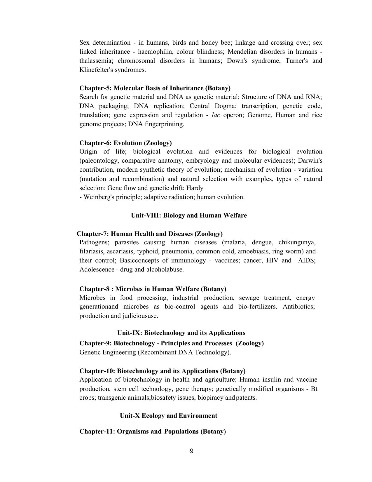 CHSE Odisha Class 12 Syllabus for BIOLOGY - Page 9