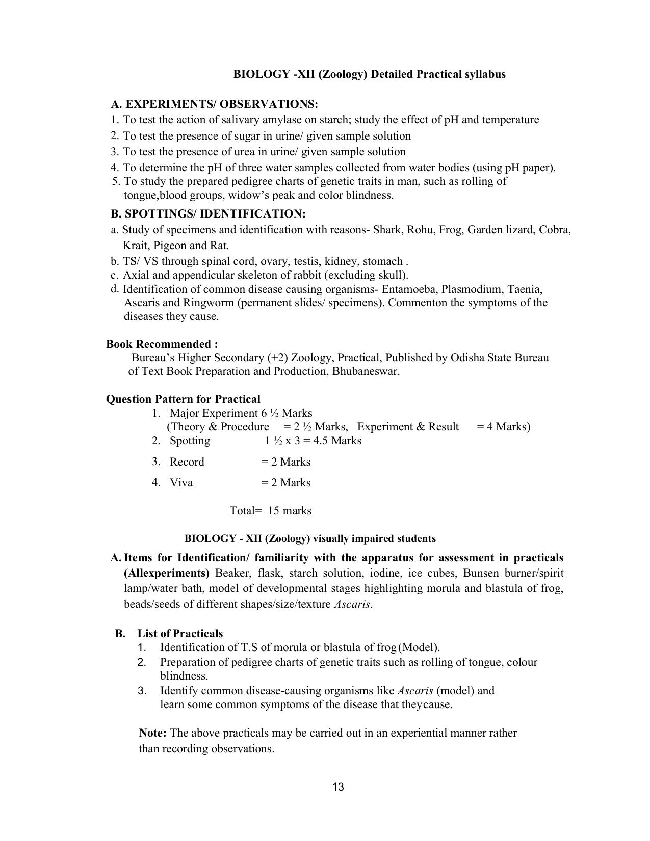 CHSE Odisha Class 12 Syllabus for BIOLOGY - Page 13