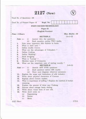 AP Inter 2nd Year Vocational Question Paper March - 2020 - Post Cocoon Technology - II (old)