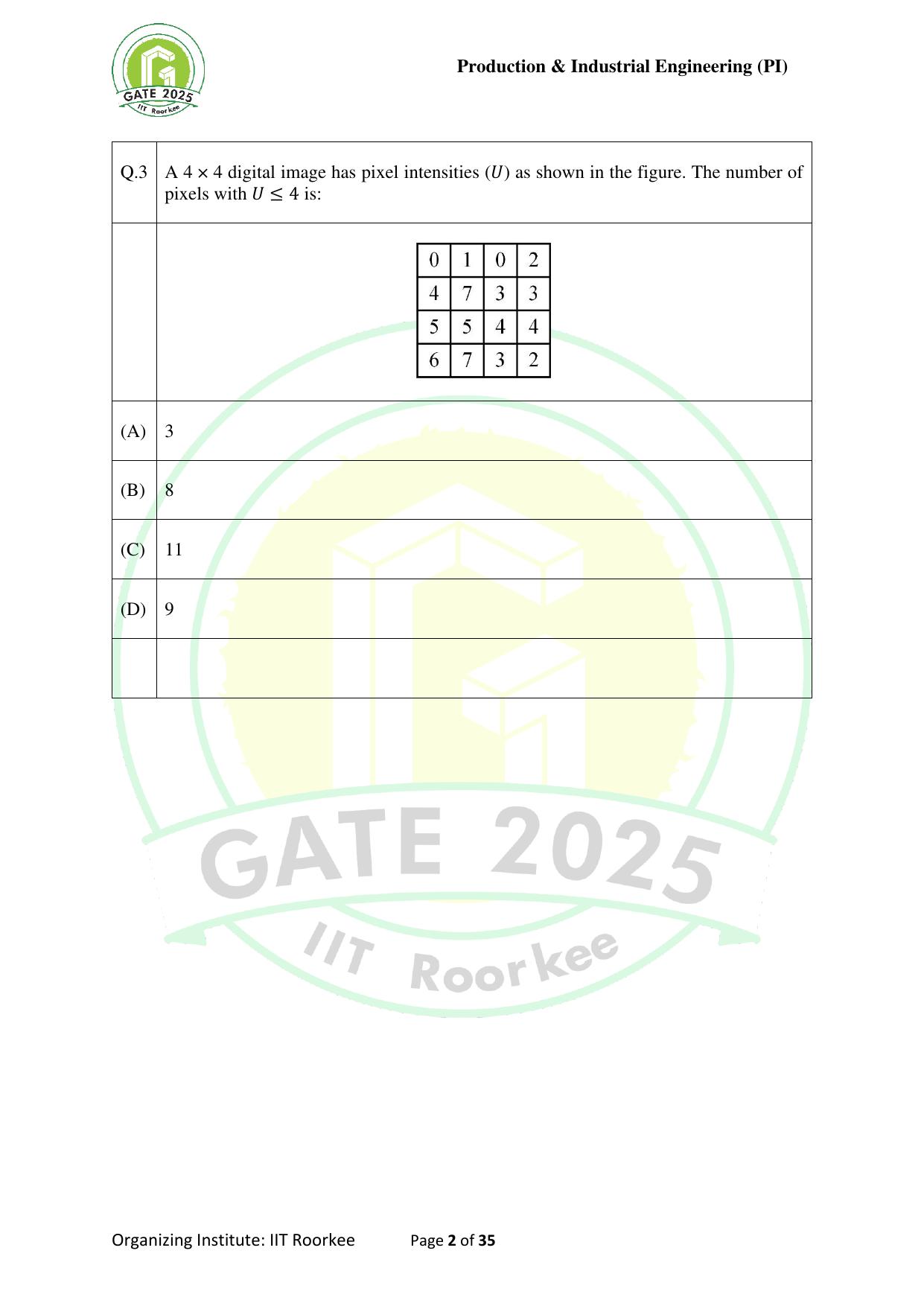 GATE 2025 Production and Industrial Engineering (PI) Question Paper - Page 2