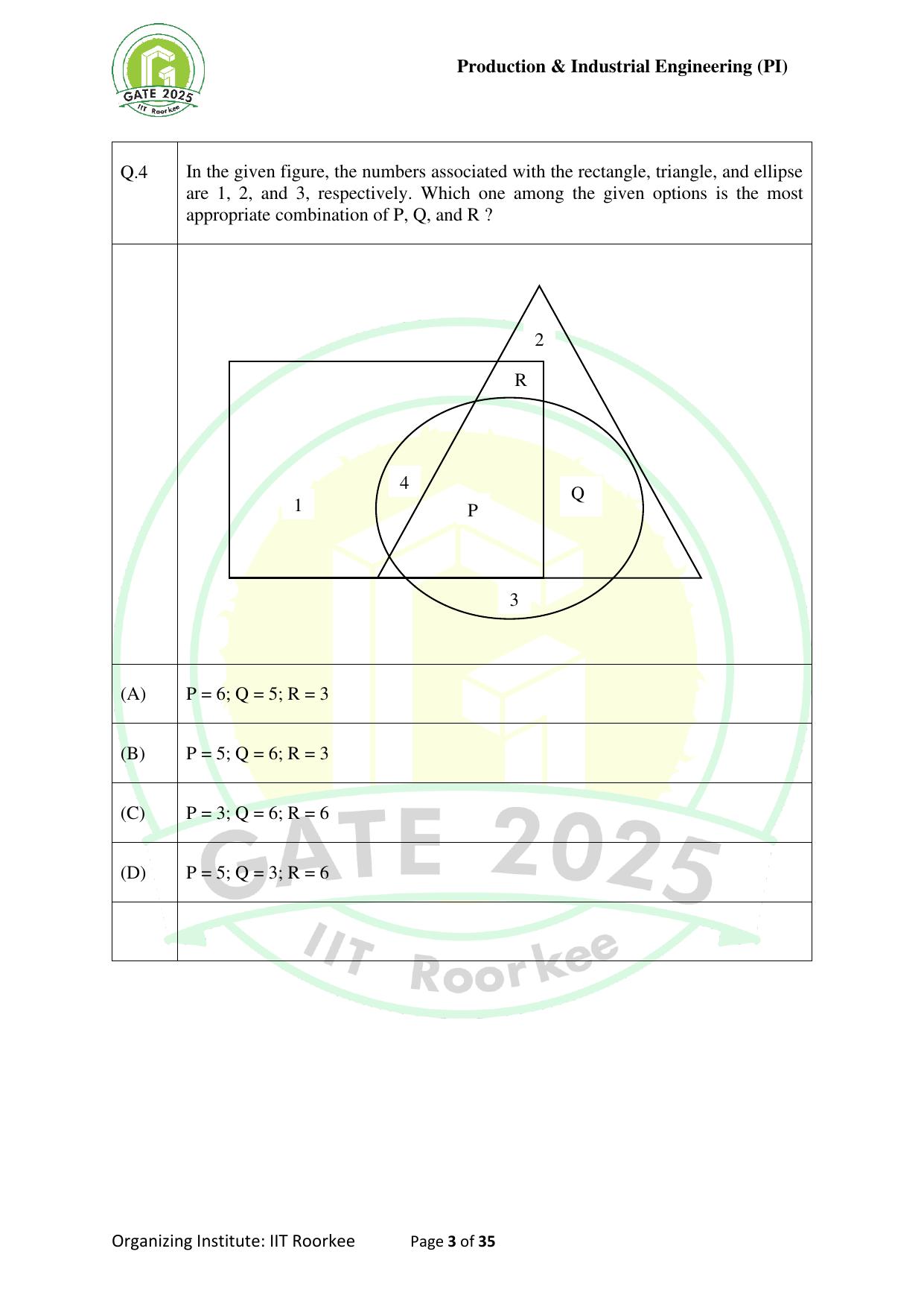 GATE 2025 Production and Industrial Engineering (PI) Question Paper - Page 3