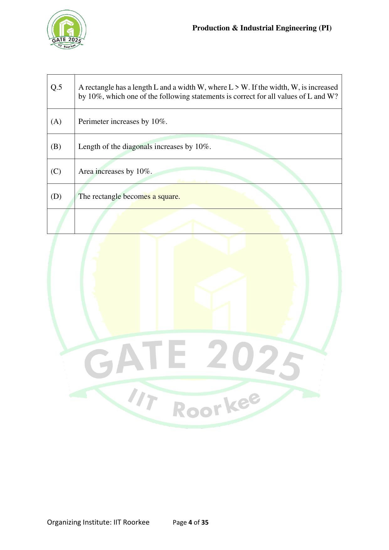 GATE 2025 Production and Industrial Engineering (PI) Question Paper - Page 4