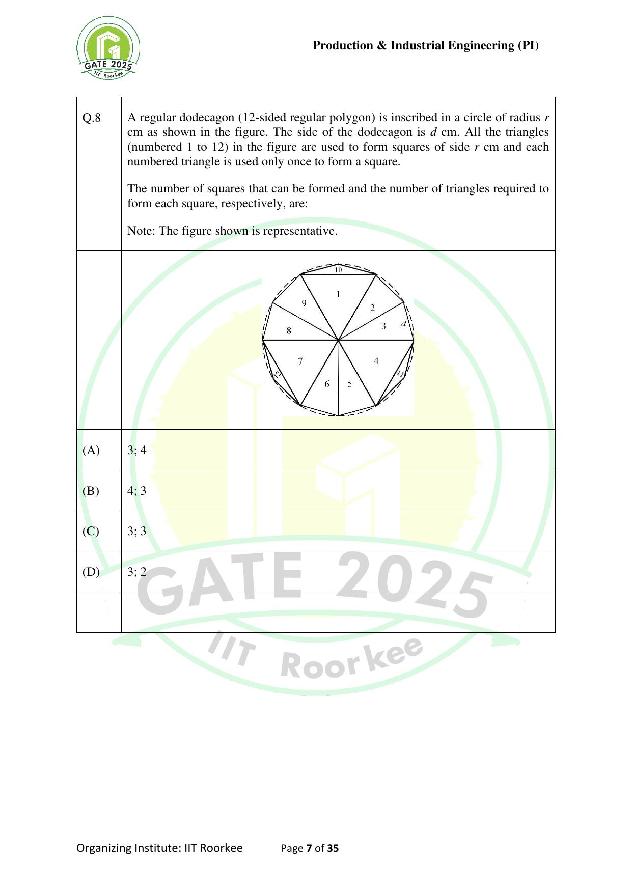 GATE 2025 Production and Industrial Engineering (PI) Question Paper - Page 7