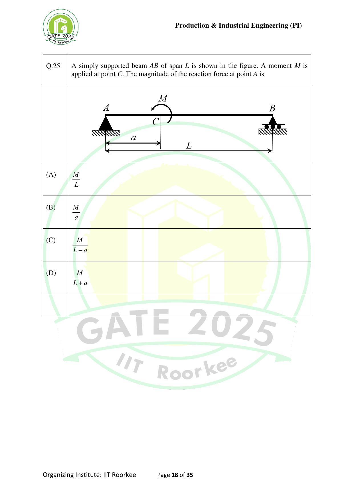 GATE 2025 Production and Industrial Engineering (PI) Question Paper - Page 18