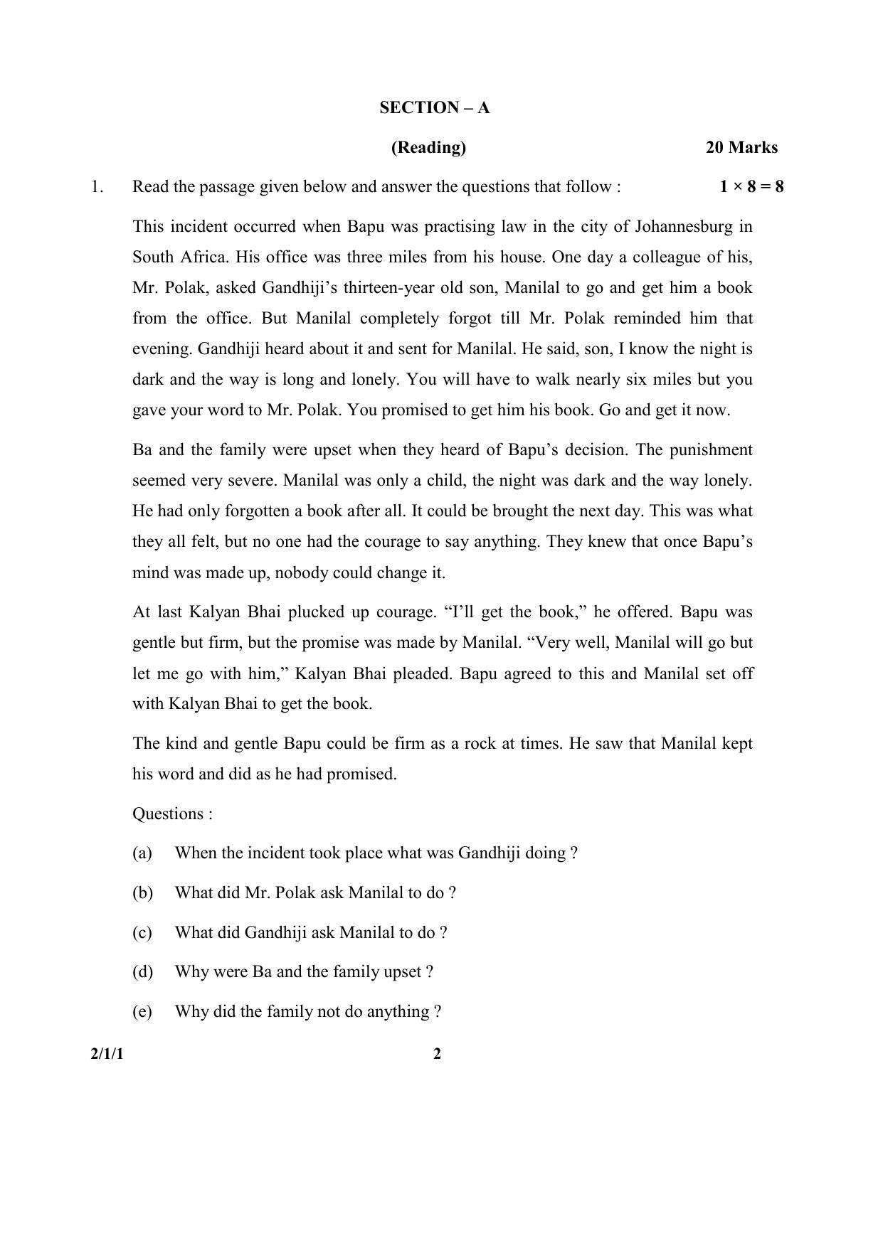 CBSE Class 10 2-1-1 (English Lan. & Lit.) 2017-comptt Question Paper - Page 2