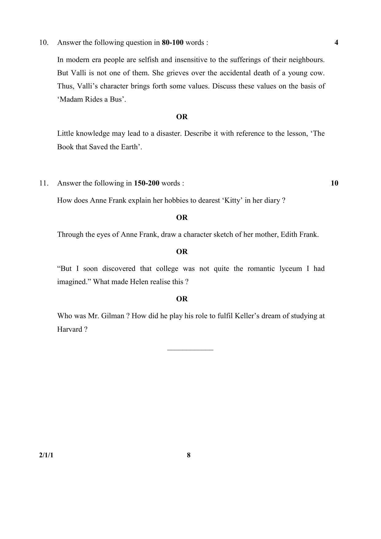 CBSE Class 10 2-1-1 (English Lan. & Lit.) 2017-comptt Question Paper - Page 8