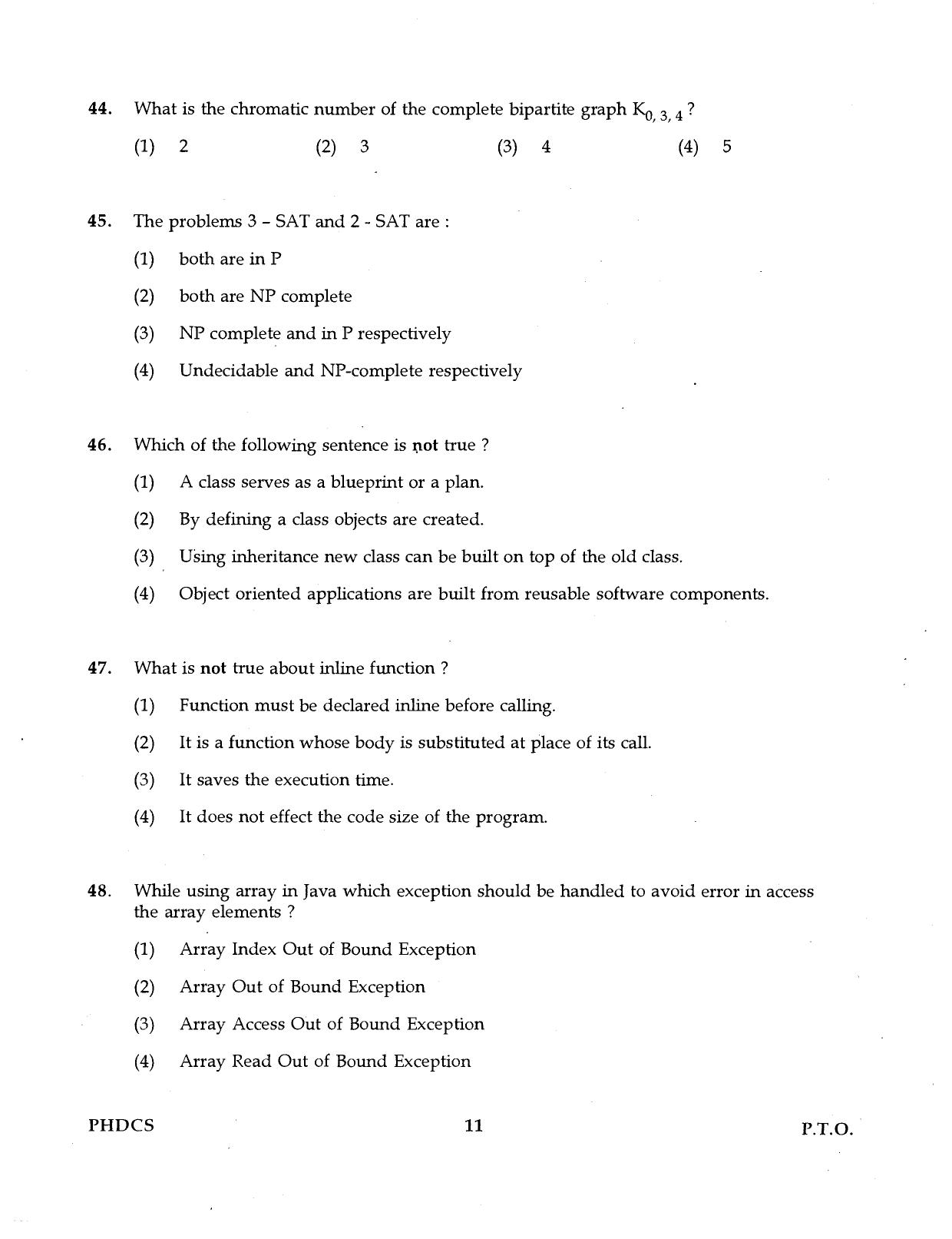 IGNOU PhD Entrance Test Ph.D. (Computer Science) 2016 Question Paper - Page 11