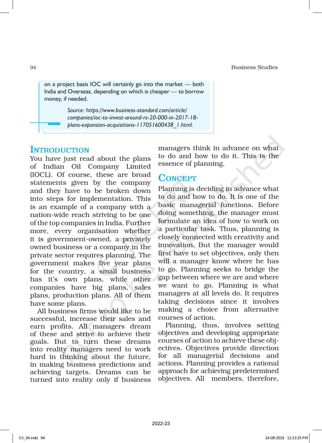 NCERT Book for Class 12 Business Studies Chapter 4 Planning - Page 2