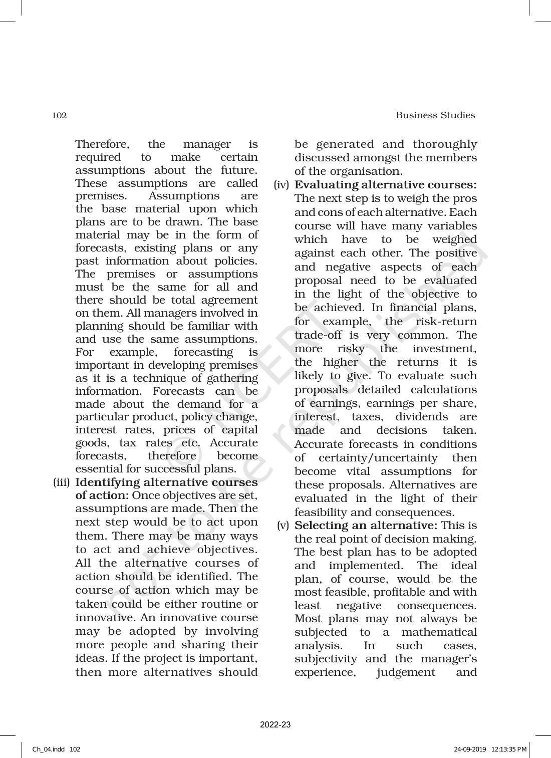 NCERT Book for Class 12 Business Studies Chapter 4 Planning - Page 10