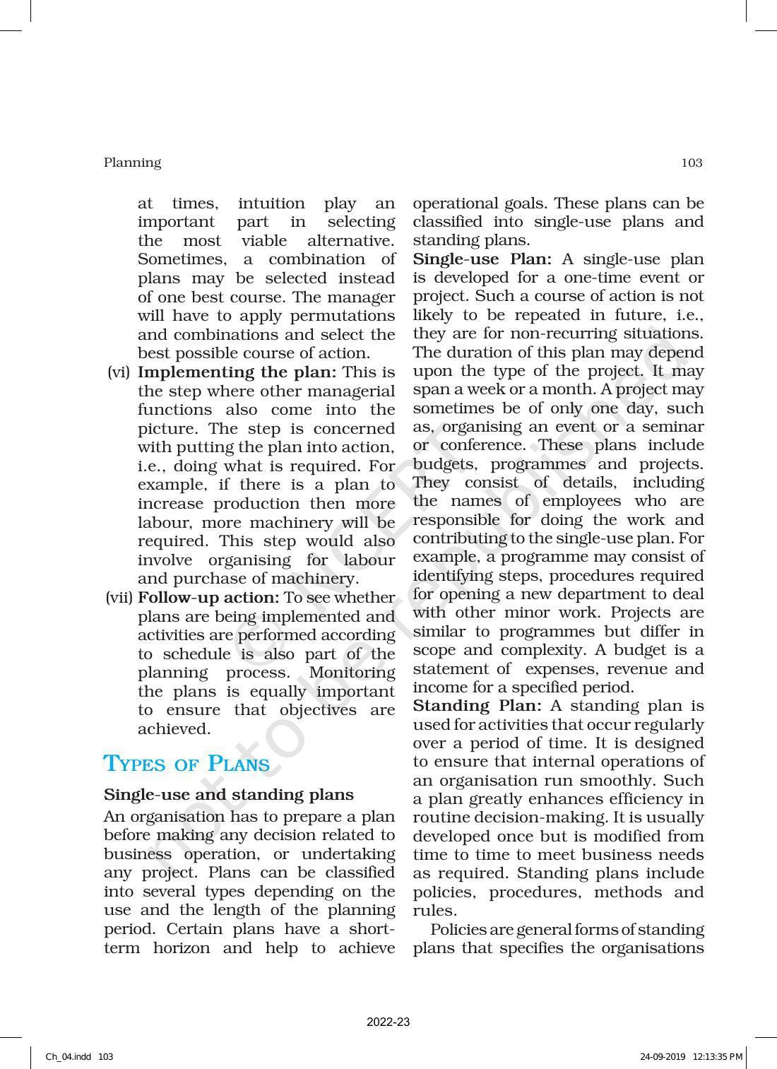 NCERT Book for Class 12 Business Studies Chapter 4 Planning - Page 11