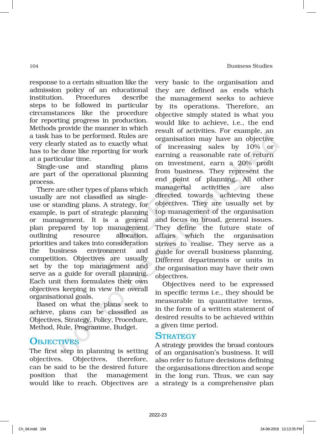 NCERT Book for Class 12 Business Studies Chapter 4 Planning - Page 12