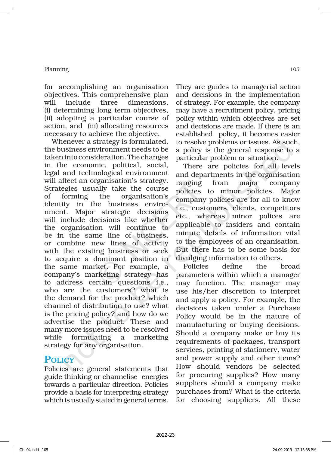 NCERT Book for Class 12 Business Studies Chapter 4 Planning - Page 13