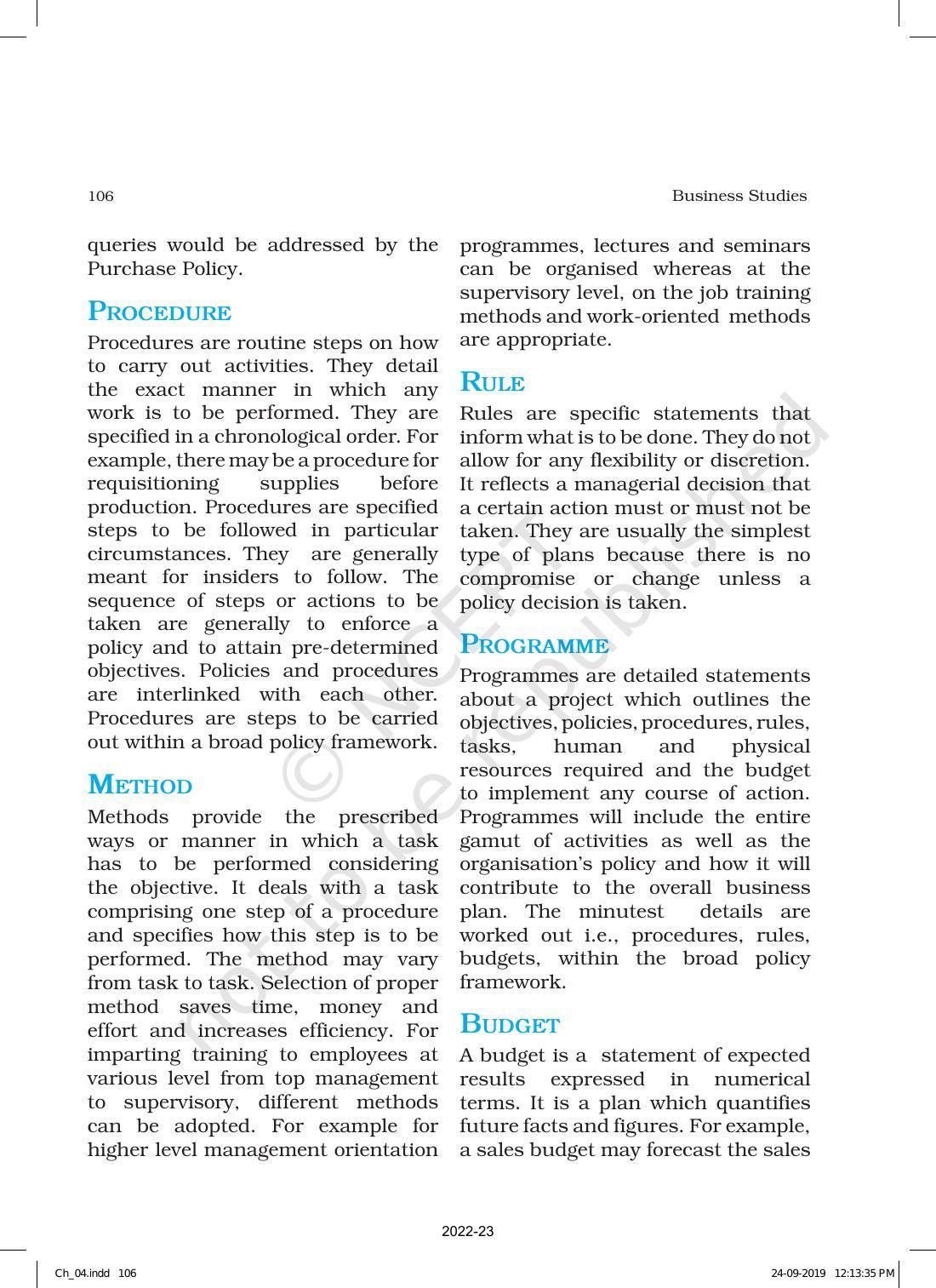 NCERT Book for Class 12 Business Studies Chapter 4 Planning - Page 14