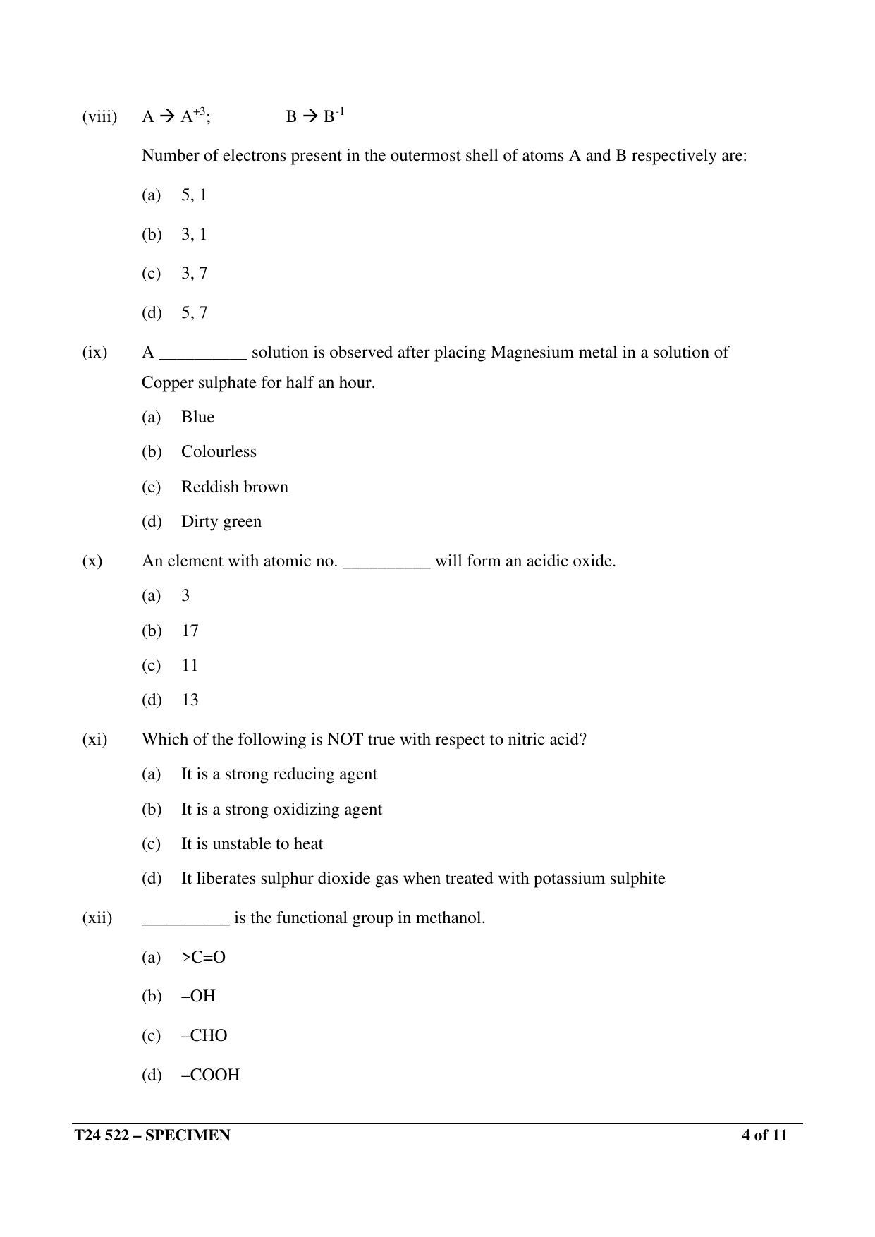 ICSE Class 10 2024 Chemistry Sample Paper - Page 4