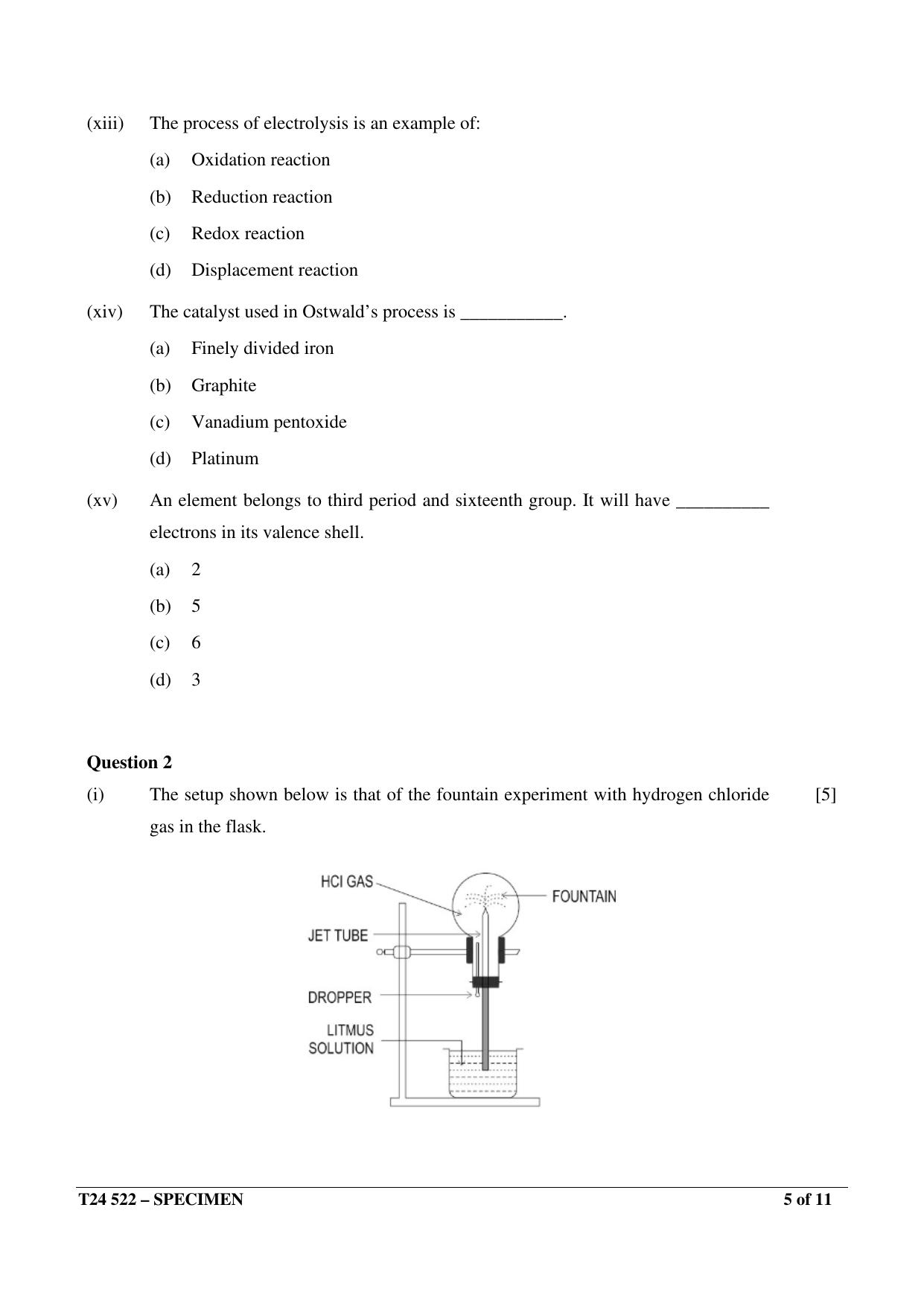 ICSE Class 10 2024 Chemistry Sample Paper - Page 5