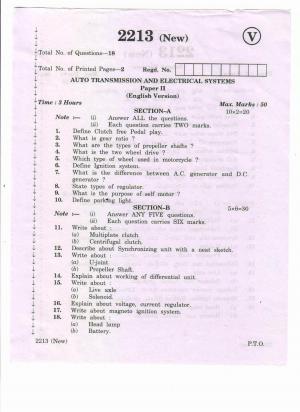 AP Inter 2nd Year Vocational Question Paper March - 2020 - Auto Transmission Electrical Systems - II (new)