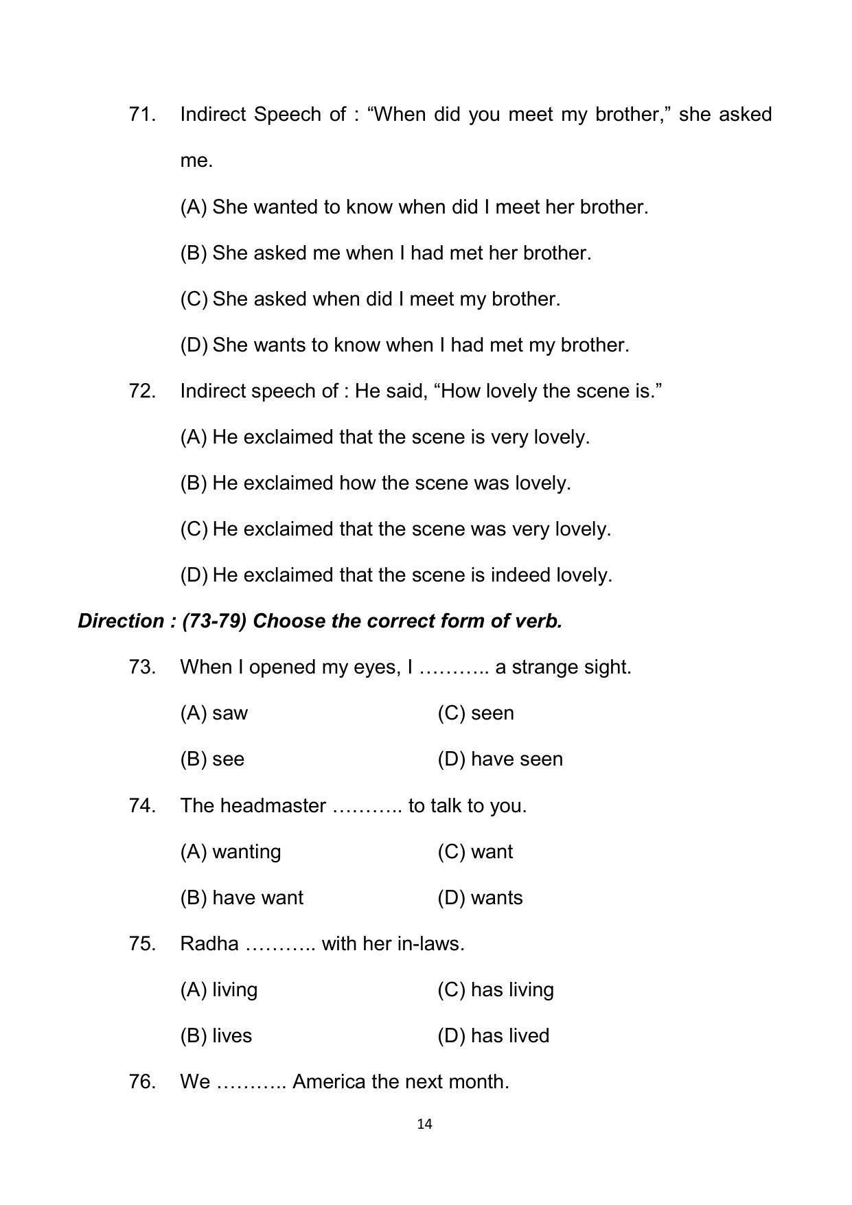 Bihar Board 10th Model Paper 2022 -English - Page 14