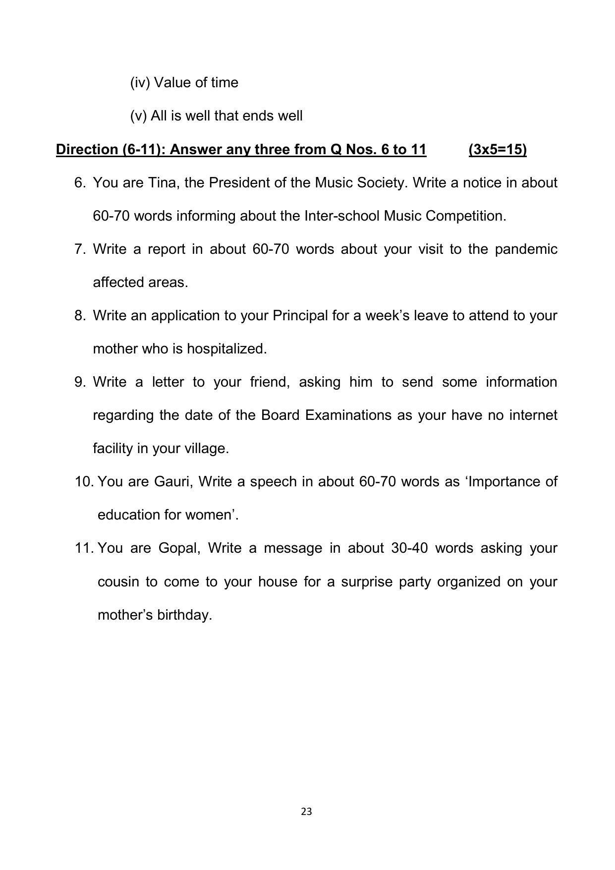 Bihar Board 10th Model Paper 2022 -English - Page 23