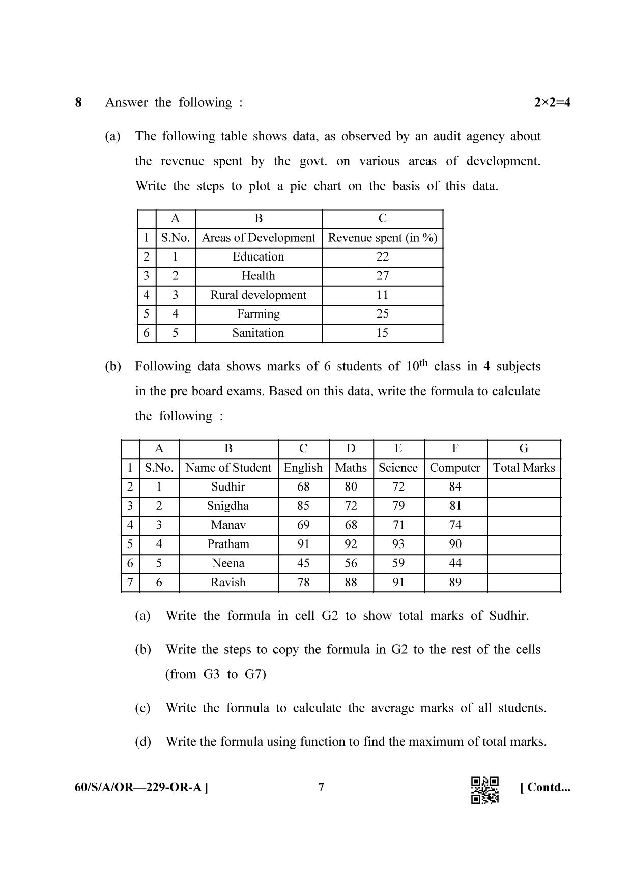 NIOS Jan-Feb 2021 Class 10 Data Entry Operations SET A (OR) Question Paper - Page 7