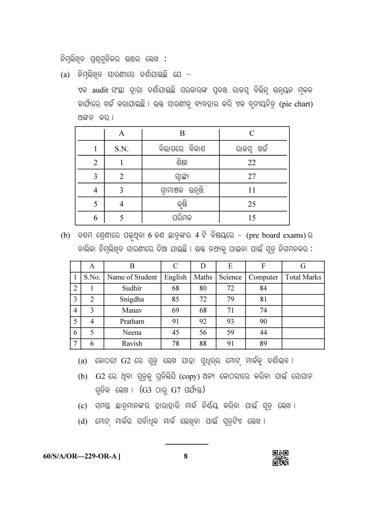 NIOS Jan-Feb 2021 Class 10 Data Entry Operations SET A (OR) Question Paper - Page 8