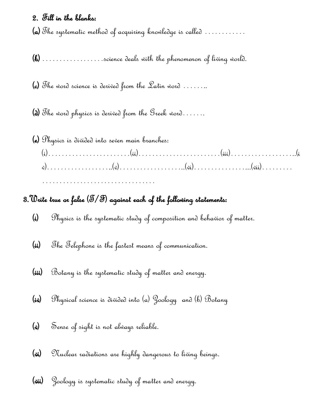 CBSE Worksheets for Class 6 Physics Introduction to Physics Assignment - Page 2