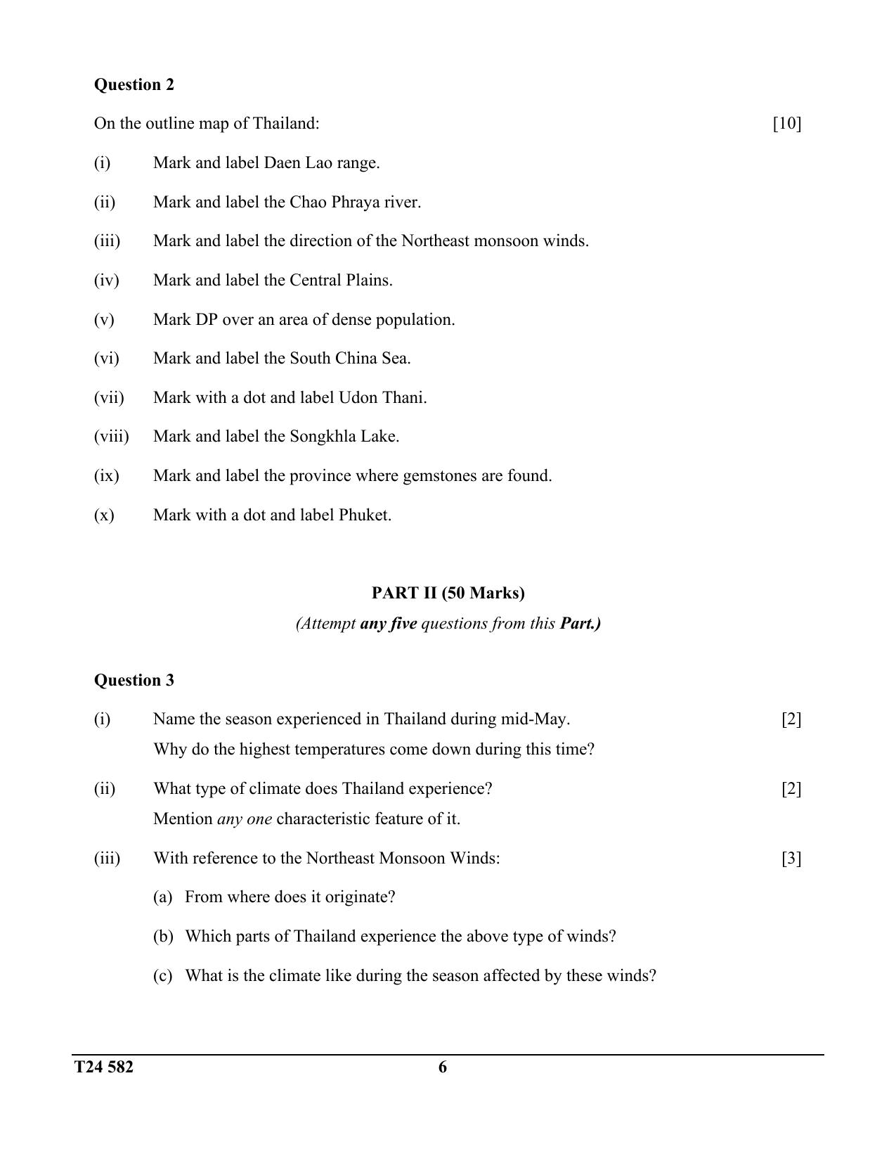 ICSE Class 10 Geography (Thailand) 2024 Question Paper - Page 6