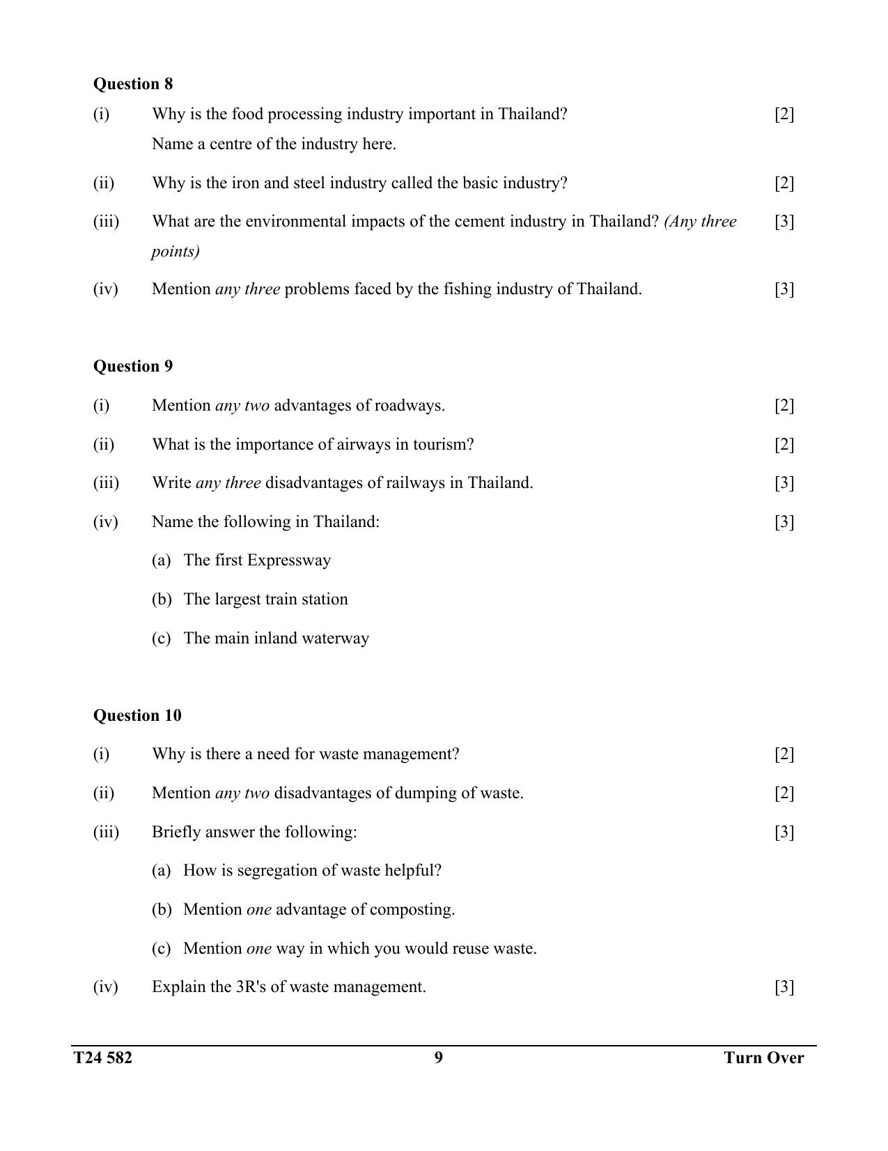 ICSE Class 10 Geography (Thailand) 2024 Question Paper - Page 9