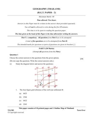 ICSE Class 10 Geography (Thailand) 2024 Question Paper