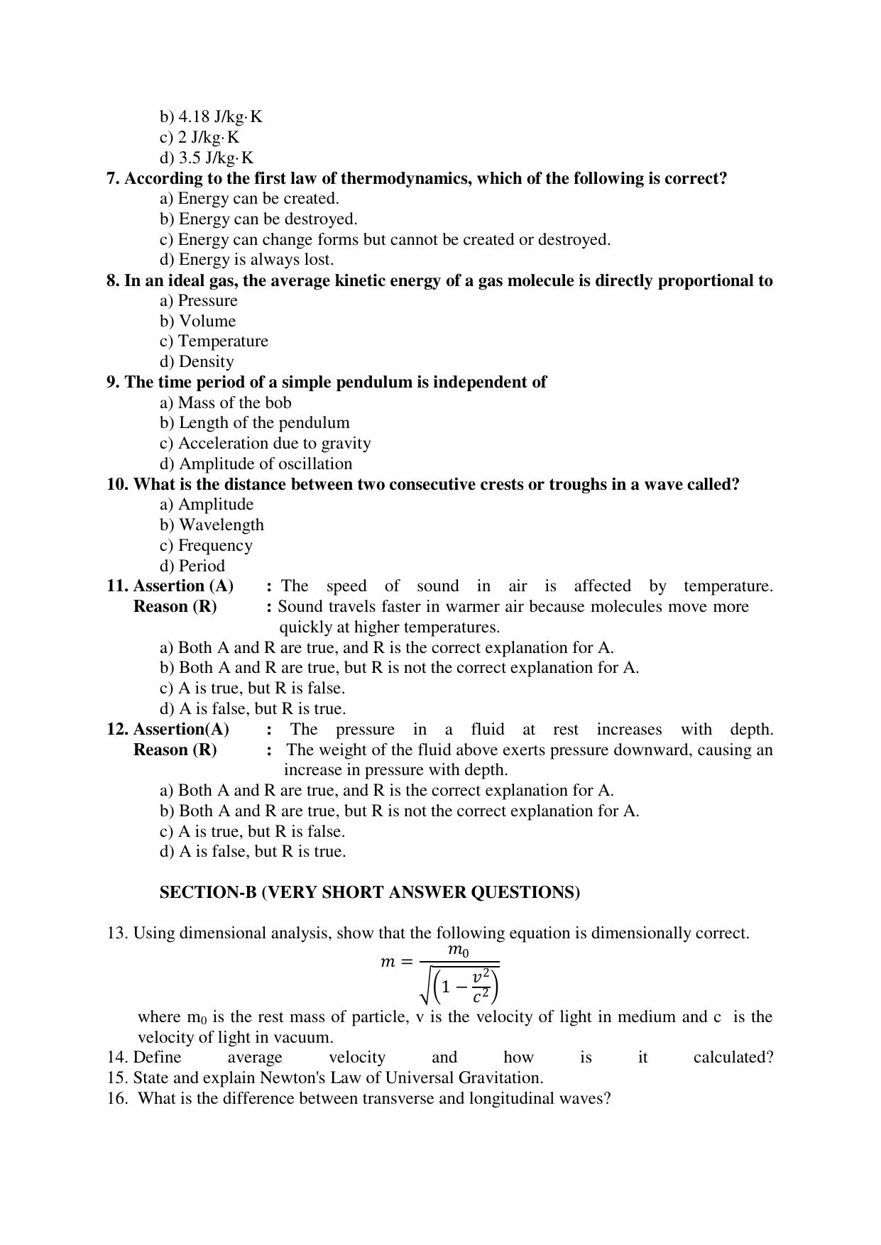 HPBOSE Class 11th Physics Sample Question Papers 2025 - Page 2
