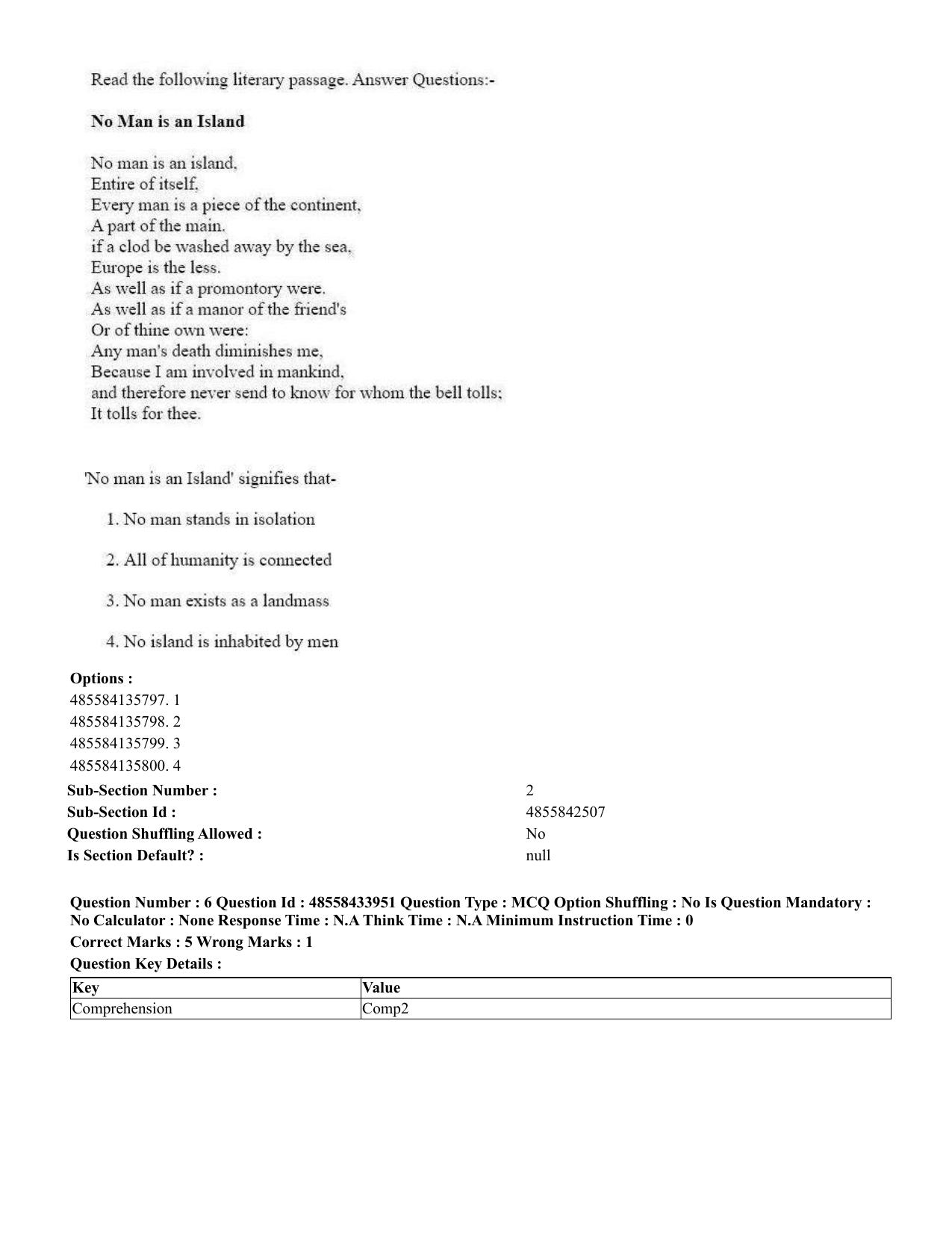 CUET 2023 English Bengali Shift 3 Question Paper - 18 June 2023 - Page 6