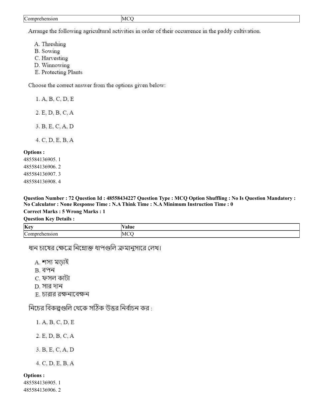 CUET 2023 English Bengali Shift 3 Question Paper - 18 June 2023 - Page 61
