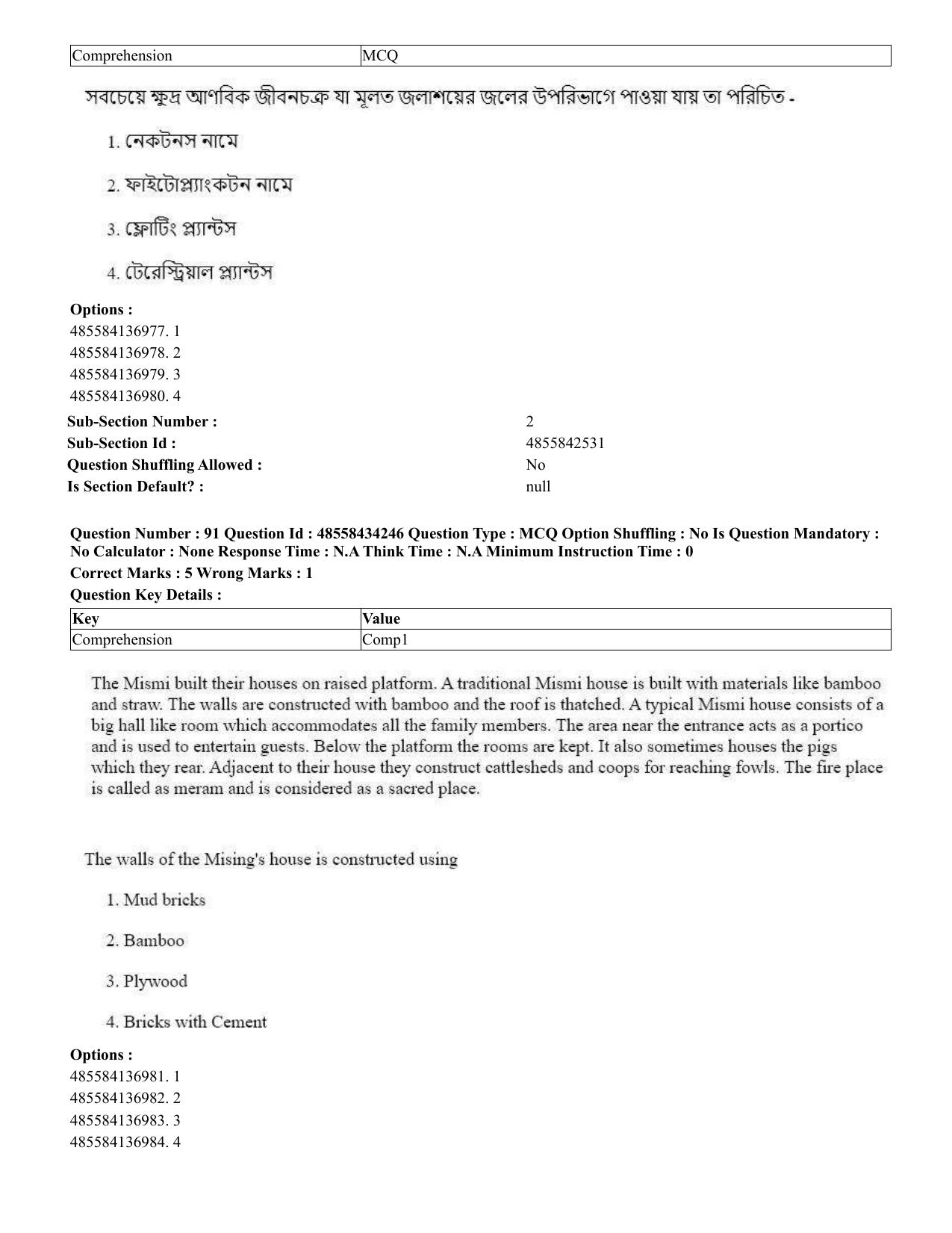 CUET 2023 English Bengali Shift 3 Question Paper - 18 June 2023 - Page 80