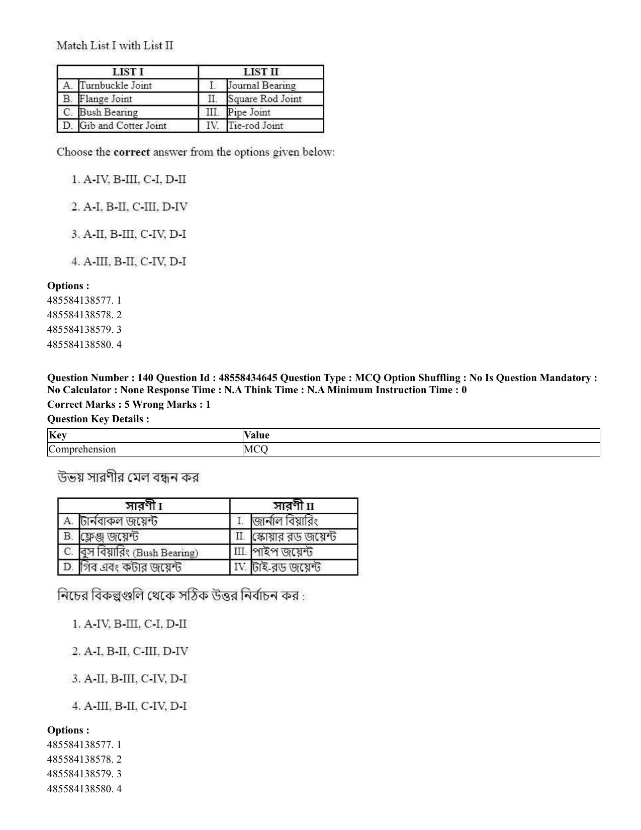 CUET 2023 English Bengali Shift 3 Question Paper - 18 June 2023 - Page 145