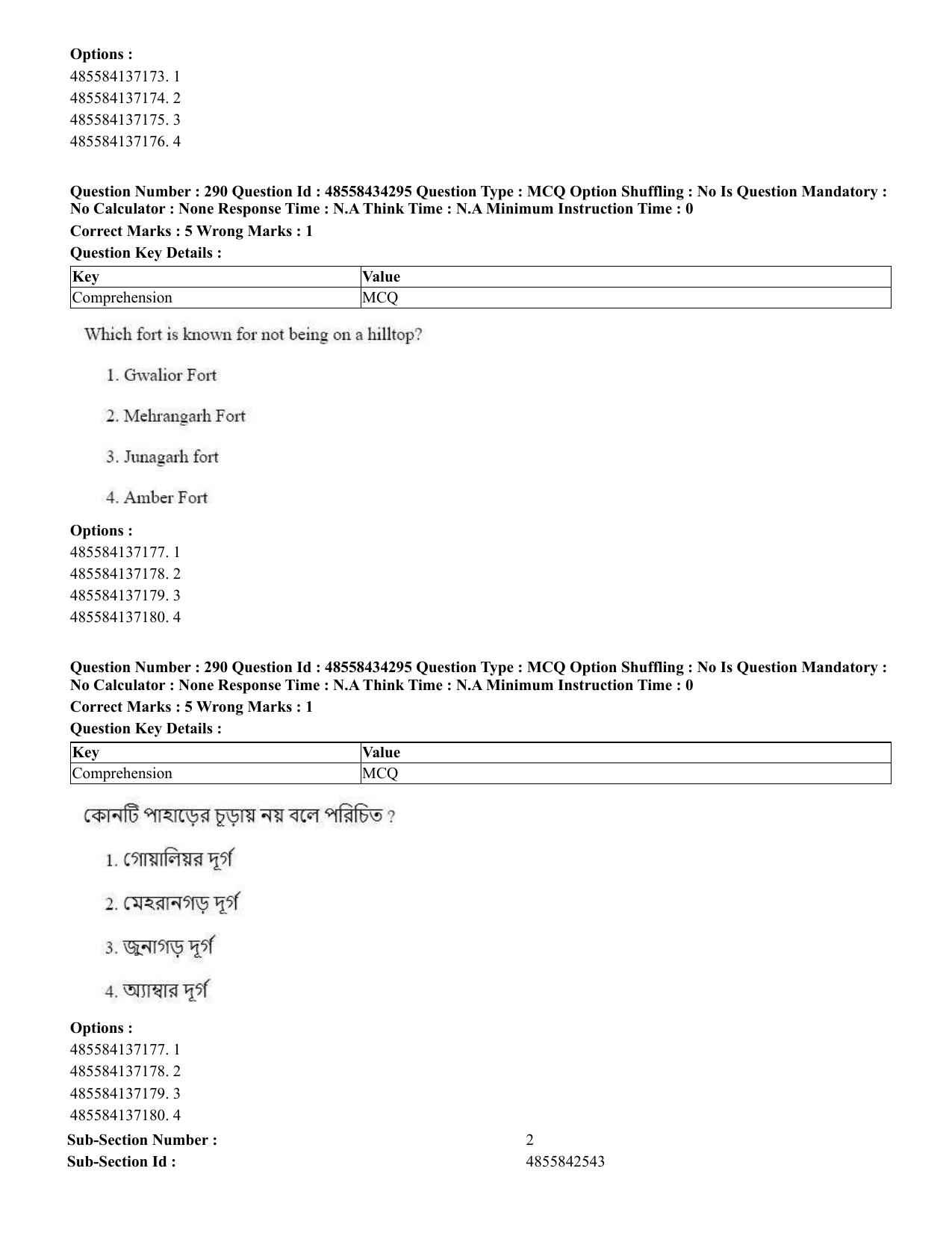 CUET 2023 English Bengali Shift 3 Question Paper - 18 June 2023 - Page 266