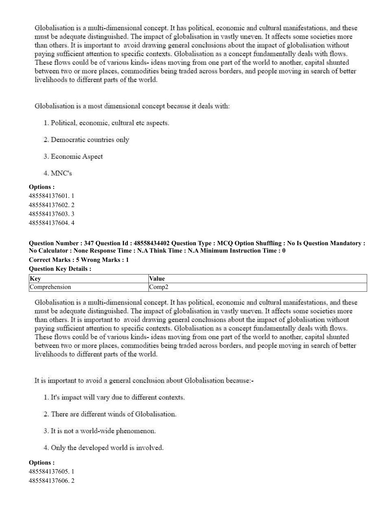 CUET 2023 English Bengali Shift 3 Question Paper - 18 June 2023 - Page 309